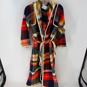 Vintage Red and Blue Pajama Robe Plush Wrap-Style with tie girls 12